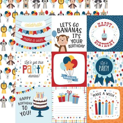 Echo Park Birthday Boy Designpapier - 4 x 4 Journaling Cards